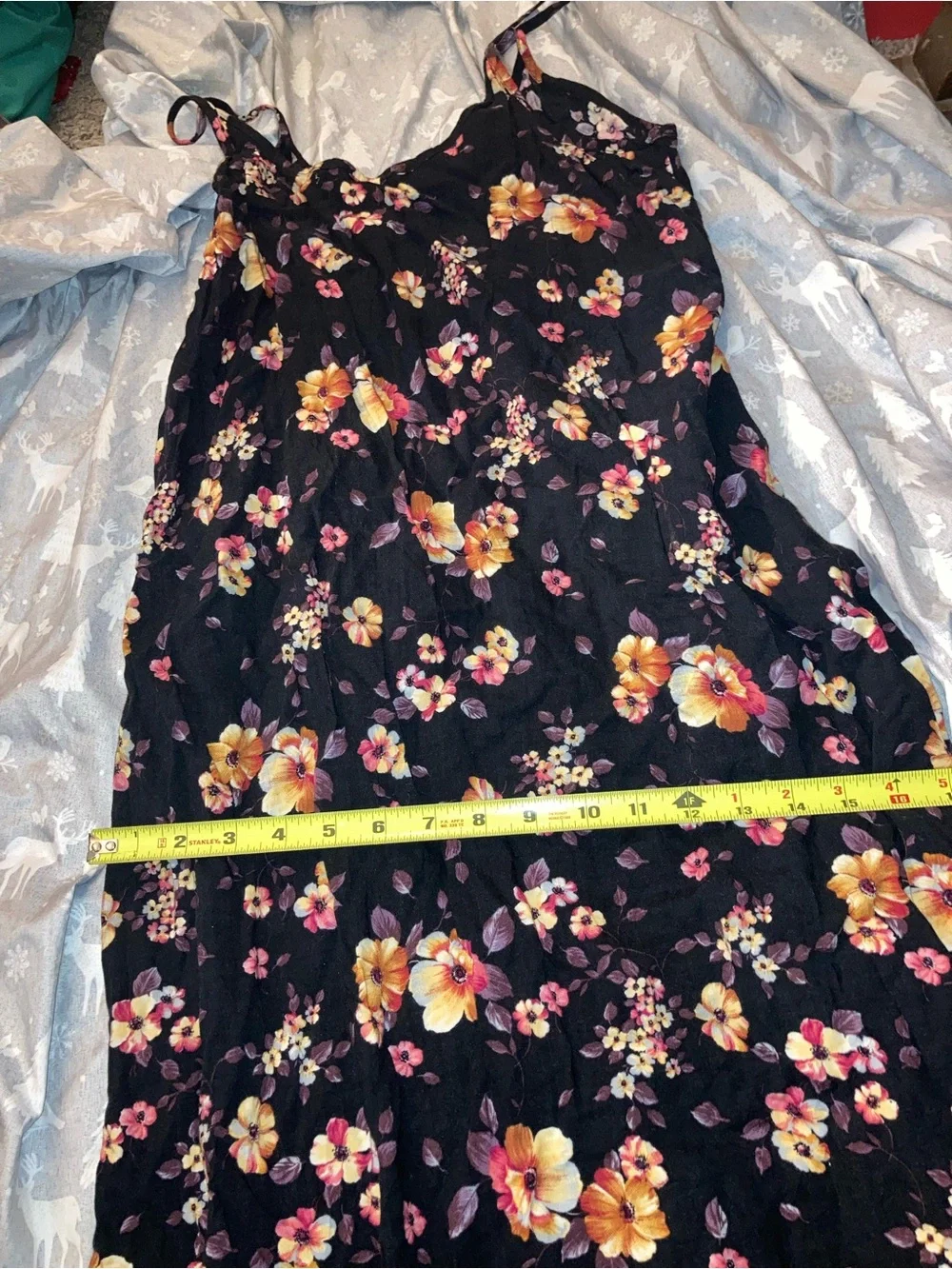 Vintage 100% sleeveless rayon floral maxi dress dark fairy grunge size large - Picture 6 of 9